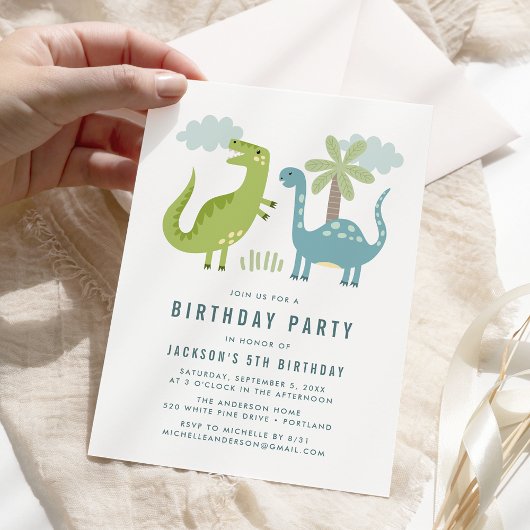 Cute Dinosaur Birthday Party Kaart