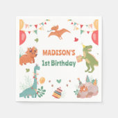 Cute Dinosaur Birthday Party Napkins Servet (Voorkant)