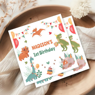 Cute Dinosaur Birthday Party Napkins Servet