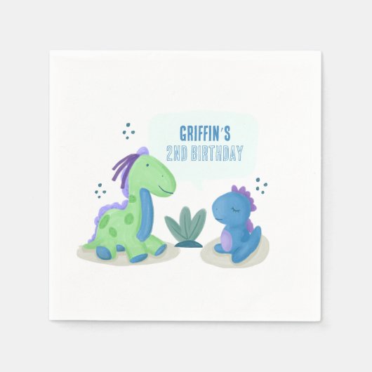 Cute Dinosaur Birthday Party Napkins Servet (Voorkant)