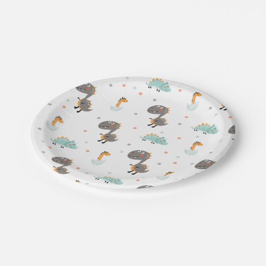 Cute Dinosaur Birthday Party Papieren Bordje (Gekanteld)