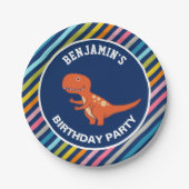Cute Dinosaur Birthday Party Papieren Bordje (Voorkant)
