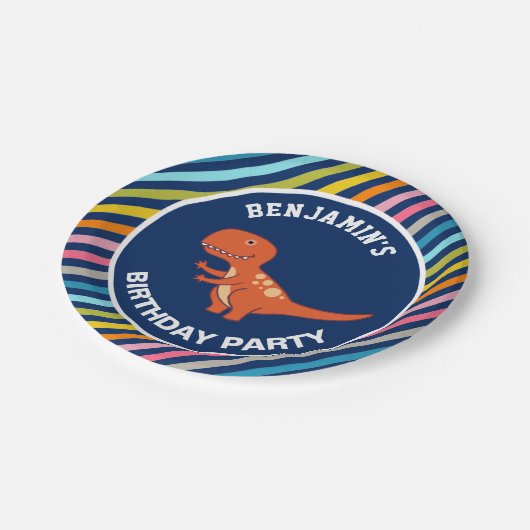 Cute Dinosaur Birthday Party Papieren Bordje (Gekanteld)