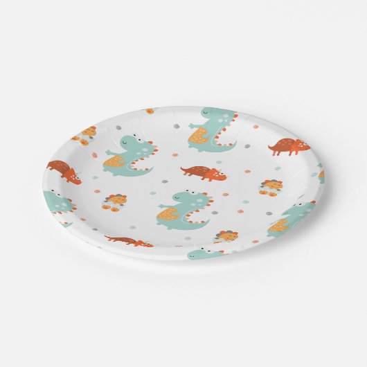 Cute Dinosaur Birthday Party Papieren Bordje (Gekanteld)