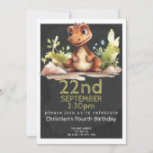Cute Dinosaur Birthday Party Personalized Kaart (Voorkant)