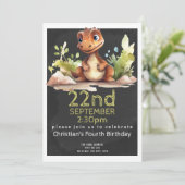 Cute Dinosaur Birthday Party Personalized Kaart (Staand voorkant)