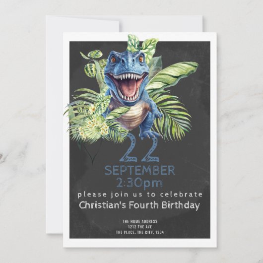Cute Dinosaur Birthday Party Personalized Kaart (Voorkant)