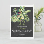 Cute Dinosaur Birthday Party Personalized Kaart (Staand voorkant)