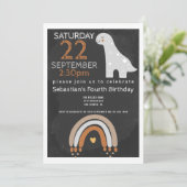 Cute Dinosaur Birthday Party Personalized Kaart (Staand voorkant)