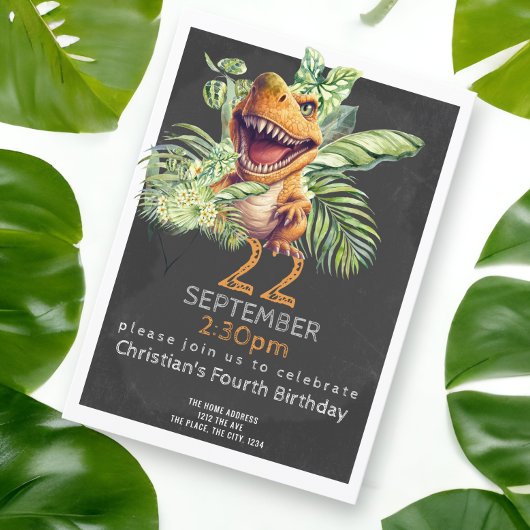 Cute Dinosaur Birthday Party Personalized Kaart