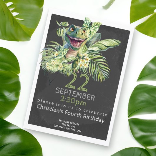 Cute Dinosaur Birthday Party Personalized Kaart