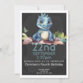 Cute Dinosaur Birthday Party Personalized Kaart (Voorkant)