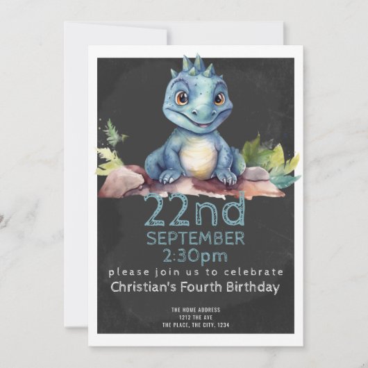 Cute Dinosaur Birthday Party Personalized Kaart (Voorkant)