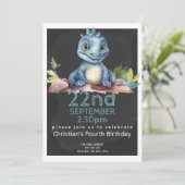 Cute Dinosaur Birthday Party Personalized Kaart (Staand voorkant)