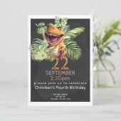 Cute Dinosaur Birthday Party Personalized Kaart (Staand voorkant)