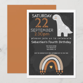 Cute Dinosaur Birthday Party Personalized Kaart