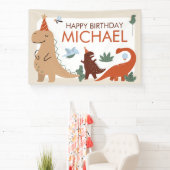 Cute Dinosaur Birthday Party Welcome Banner Sign (Insitu)