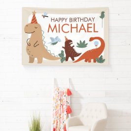 Cute Dinosaur Birthday Party Welcome Banner Sign