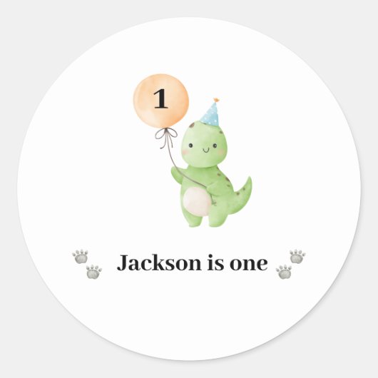 Cute Dinosaur Birthday Ronde Sticker (Voorkant)
