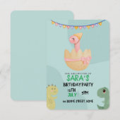 Cute Dinosaur Birthday Save The Date (Voorkant / Achterkant)