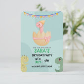 Cute Dinosaur Birthday Save The Date (Staand voorkant)