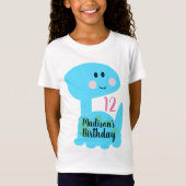 Cute Dinosaur Blue Birthday Party T-shirt (Voorkant)