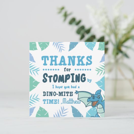 Cute Dinosaur Blue en Green Kaart (Staand voorkant)