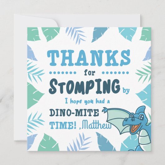 Cute Dinosaur Blue en Green Kaart (Voorkant)