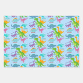 Cute Dinosaur Blue Inpakpapier Vel (Voorkant 3)