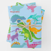 Cute Dinosaur Blue Inpakpapier Vel (In situ)