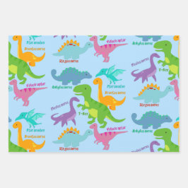 Cute Dinosaur Blue Inpakpapier Vel