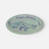 Cute Dinosaur Borden op aangepast verjaardagsdocum Papieren Bordje (Gekanteld)