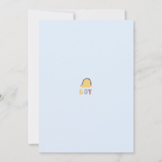 Cute Dinosaur Boy Baby shower Kaart (Achterkant)