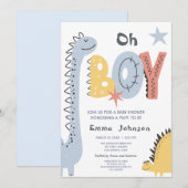 Cute Dinosaur Boy Baby shower Kaart (Voorkant / Achterkant)