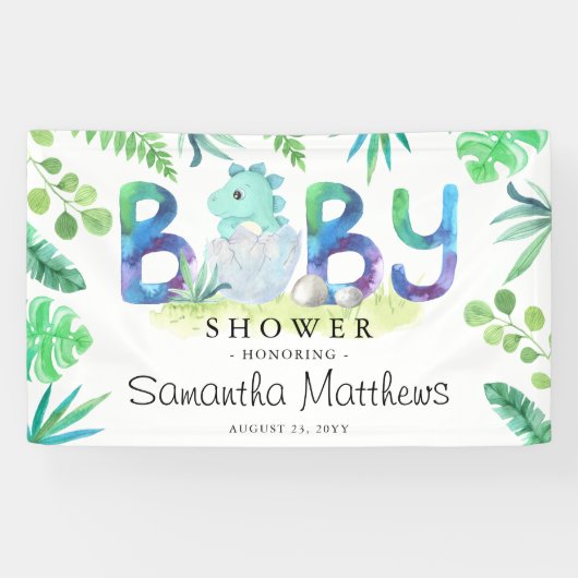 Cute Dinosaur Boy Baby shower Spandoek (Horizontaal)