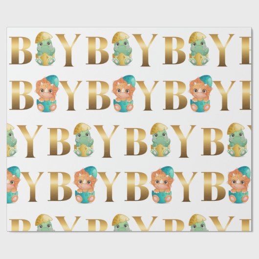 Cute Dinosaur boy babydouche Cadeaupapier (Vlak)
