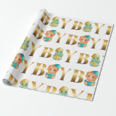 Cute Dinosaur boy babydouche Cadeaupapier (Uitgerold)