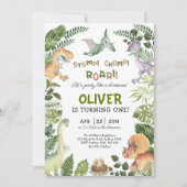 Cute Dinosaur Boy Birthday Jurassic Dino Party Kaart (Voorkant)