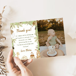 Cute Dinosaur Boy Verjaardag Bedankkaart Foto Kaart