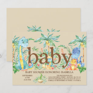Cute Dinosaur Boys Baby shower Invitation Kaart