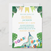 Cute Dinosaur Boys Birthday Party Invitation Kaart (Voorkant)
