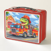 Cute Dinosaur Brandweerwagen Kinderen T Rex (Achterkant)