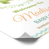 Cute Dinosaur Brontosaurus Boy Baby shower Welkom Poster (Hoek)