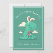 Cute Dinosaur Bunny Rabbit Ear Easter Boy's Friend Feestdagenkaart (Voorkant)
