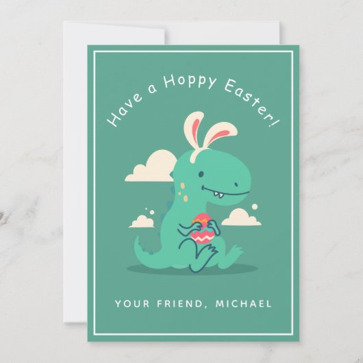 Cute Dinosaur Bunny Rabbit Ear Easter Boy's Friend Feestdagenkaart (Voorkant)