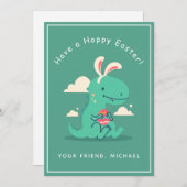 Cute Dinosaur Bunny Rabbit Ear Easter Boy's Friend Feestdagenkaart (Voorkant / Achterkant)