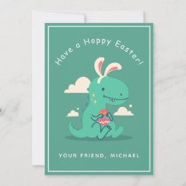Cute Dinosaur Bunny Rabbit Ear Easter Boy's Friend Feestdagenkaart