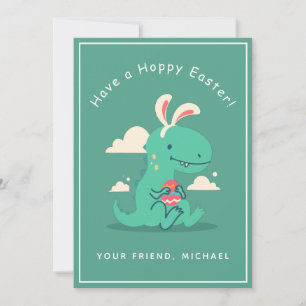 Cute Dinosaur Bunny Rabbit Ear Easter Boy's Friend Feestdagenkaart