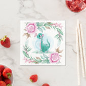 Cute Dinosaur Butterfly Pink Peony Baby shower Servet (Insitu)