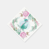 Cute Dinosaur Butterfly Pink Peony Baby shower Servet (Hoek)